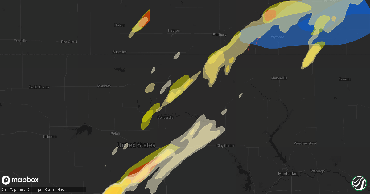 Hail map in Agenda, KS on May 18, 2026