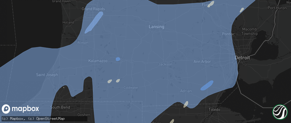Hail map in Albion, MI on May 18, 2026