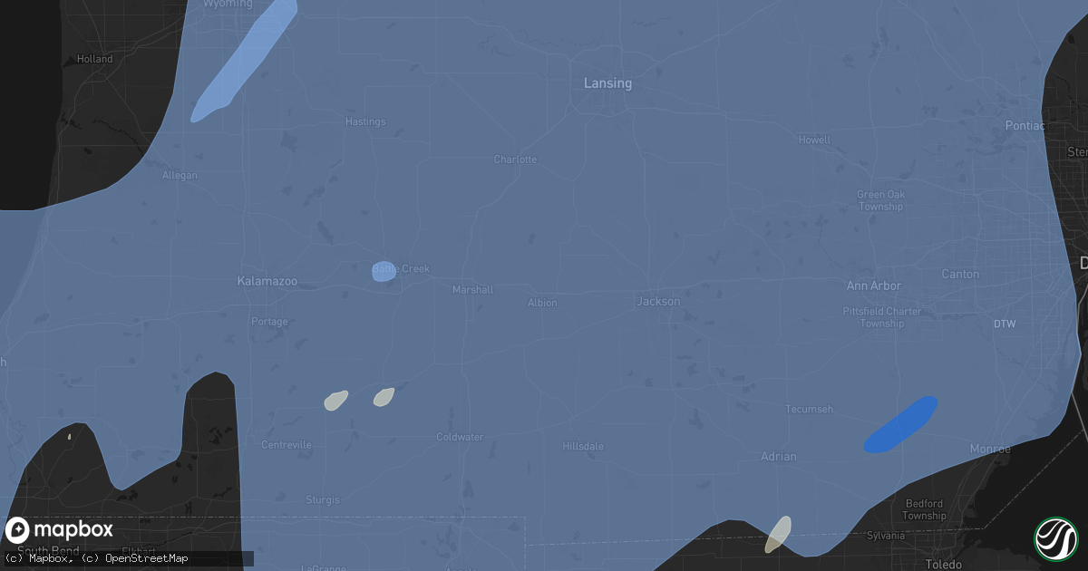 Hail map in Albion, MI on May 18, 2026