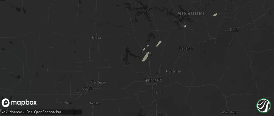 Hail map in Aldrich, MO on May 18, 2026