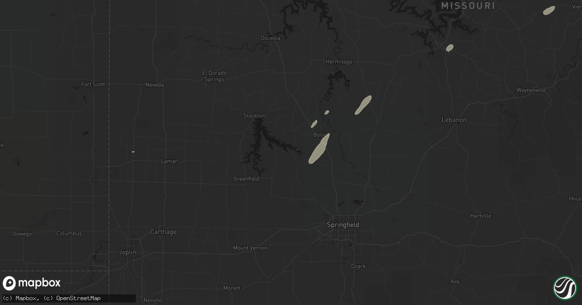 Hail map in Aldrich, MO on May 18, 2026