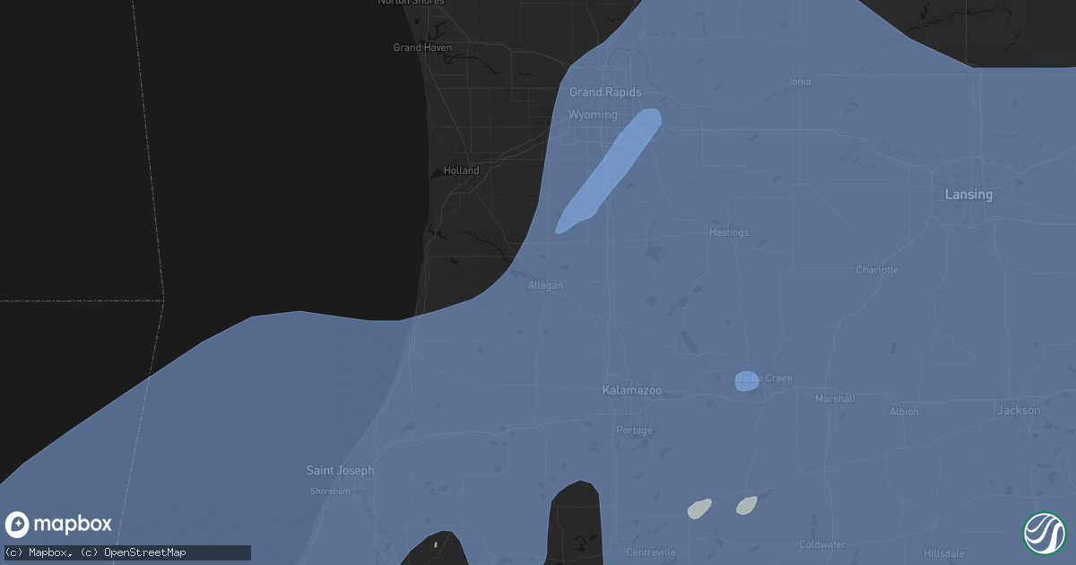 Hail map in Allegan, MI on May 18, 2026