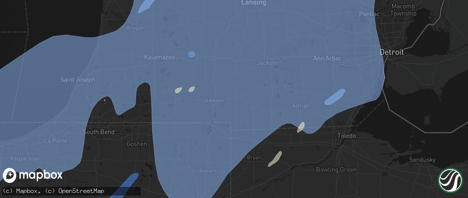 Hail map in Allen, MI on May 18, 2026