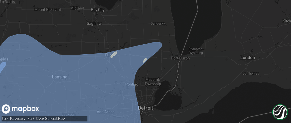 Hail map in Almont, MI on May 18, 2026