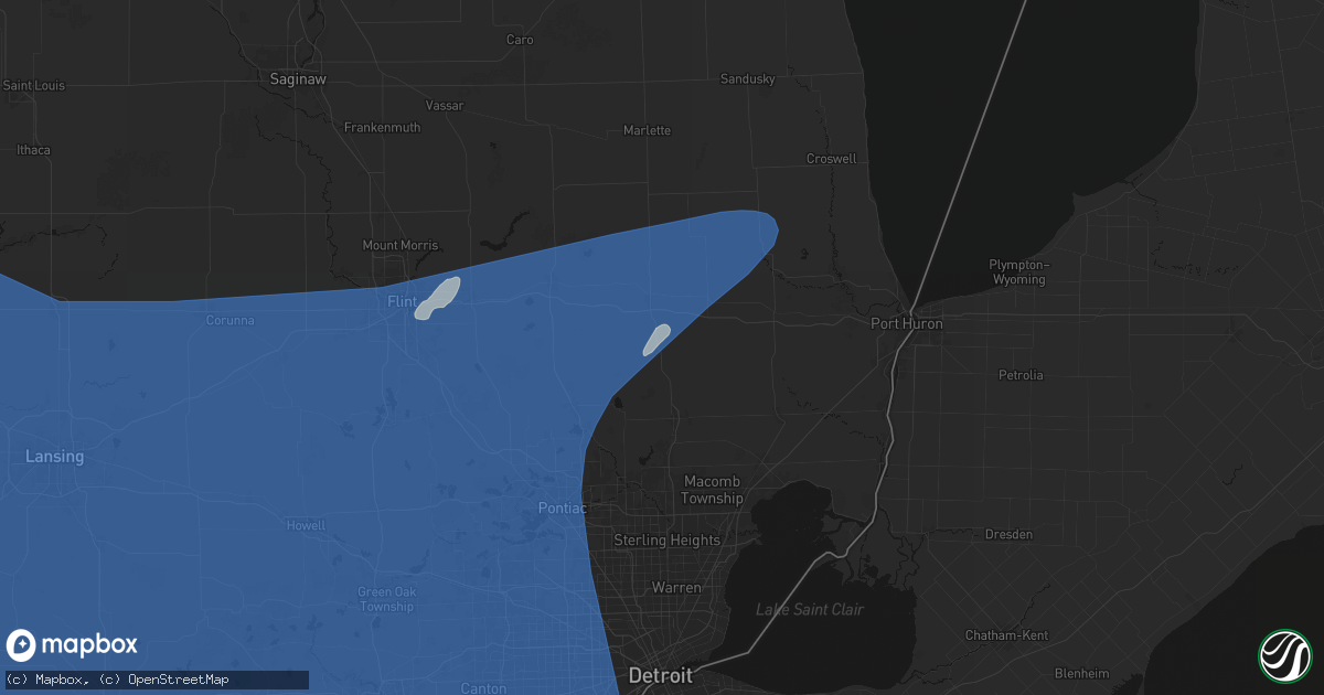 Hail map in Almont, MI on May 18, 2026