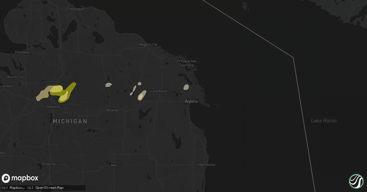 Hail map in Alpena, MI on May 18, 2026