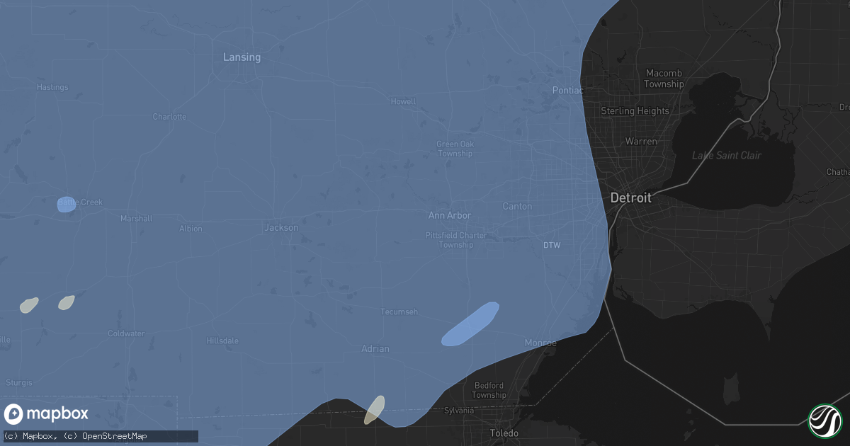 Hail map in Ann Arbor, MI on May 18, 2026