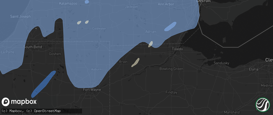 Hail map in Archbold, OH on May 18, 2026