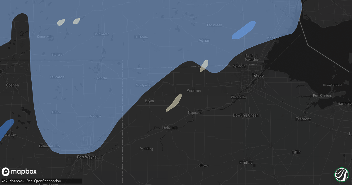 Hail map in Archbold, OH on May 18, 2026