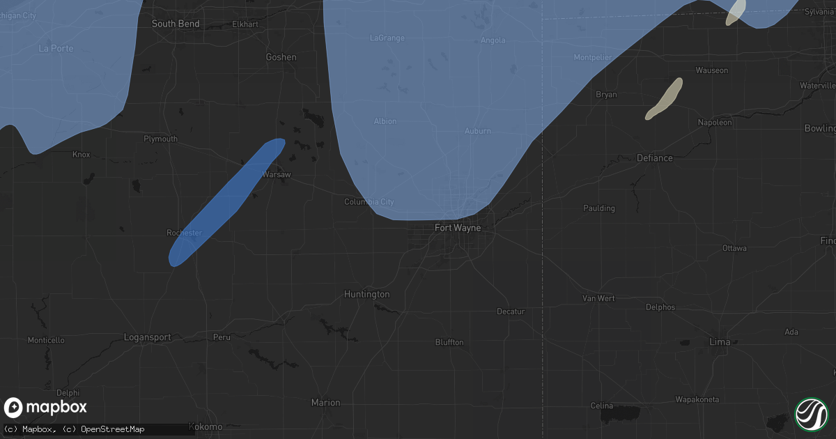 Hail map in Arcola, IN on May 18, 2026