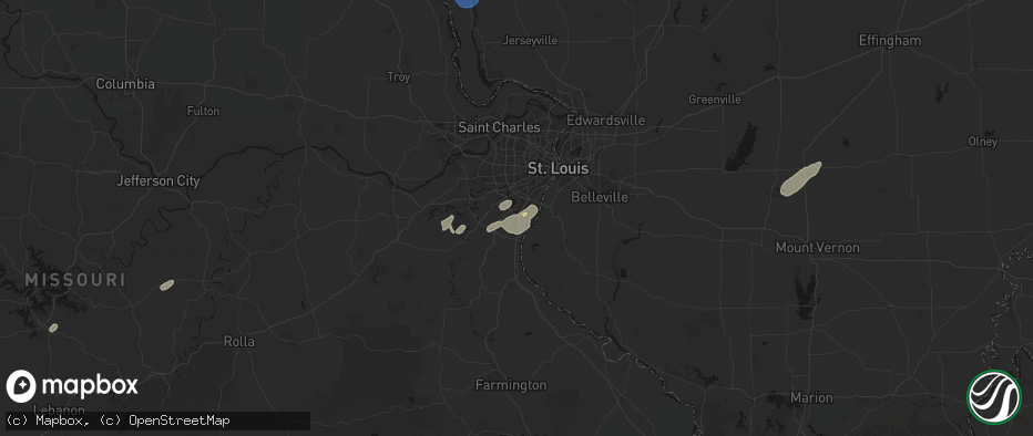 Hail map in Arnold, MO on May 18, 2026