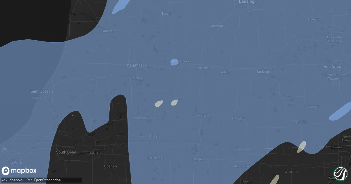 Hail map in Athens, MI on May 18, 2026