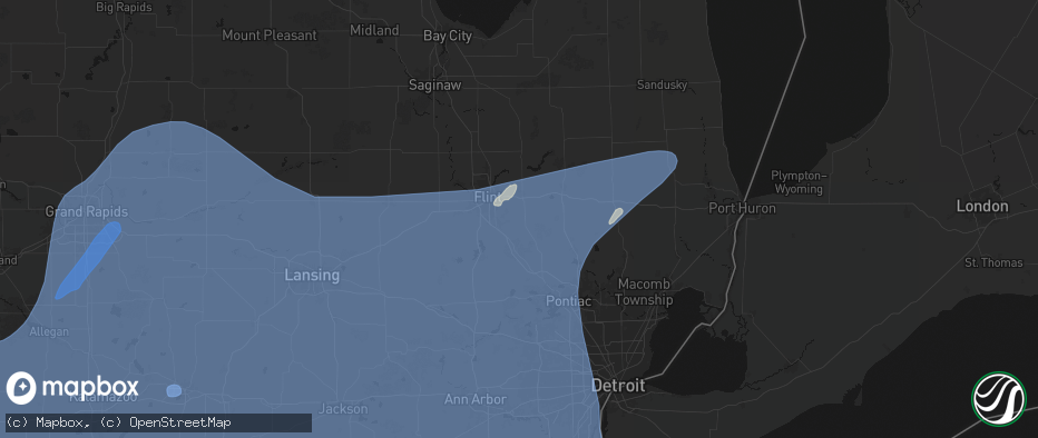 Hail map in Atlas, MI on May 18, 2026