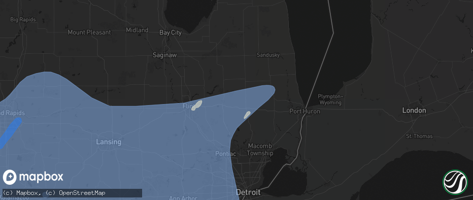 Hail map in Attica, MI on May 18, 2026