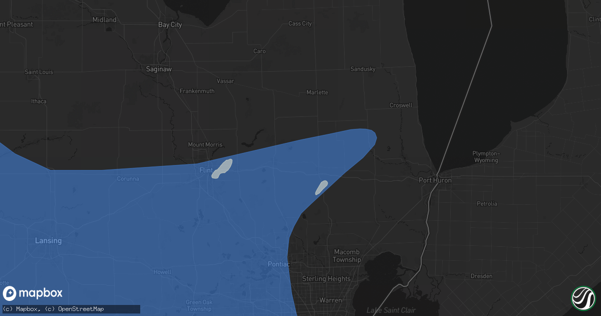 Hail map in Attica, MI on May 18, 2026