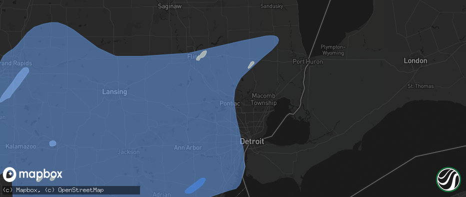 Hail map in Auburn Hills, MI on May 18, 2026