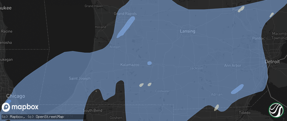 Hail map in Augusta, MI on May 18, 2026