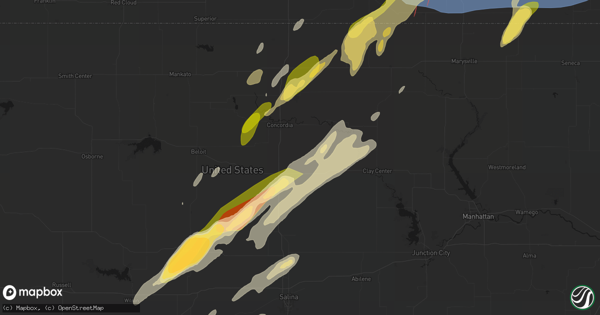 Hail map in Aurora, KS on May 18, 2026