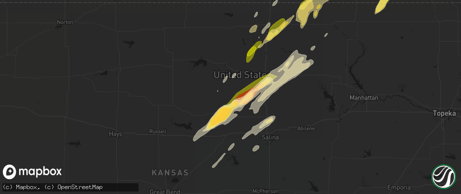 Hail map in Barnard, KS on May 18, 2026