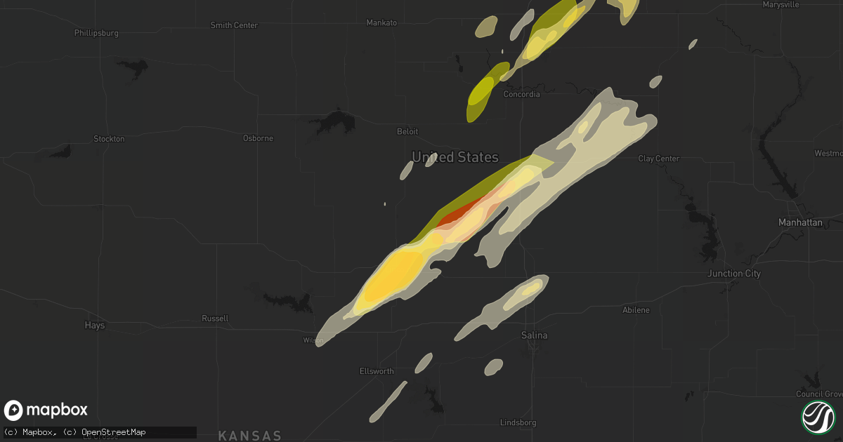 Hail map in Barnard, KS on May 18, 2026