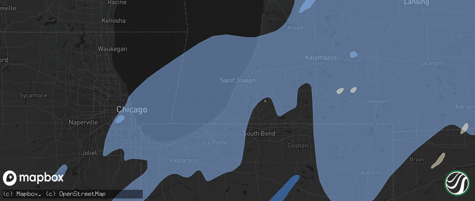 Hail map in Baroda, MI on May 18, 2026
