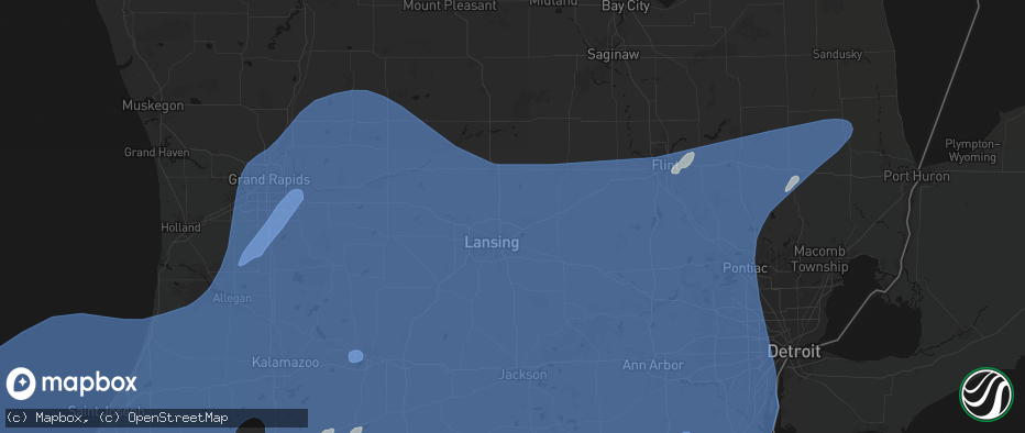 Hail map in Bath, MI on May 18, 2026
