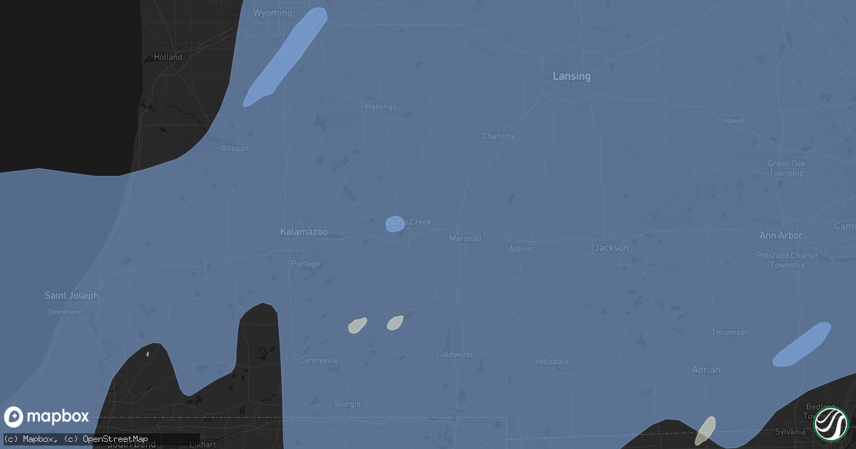 Hail map in Battle Creek, MI on May 18, 2026