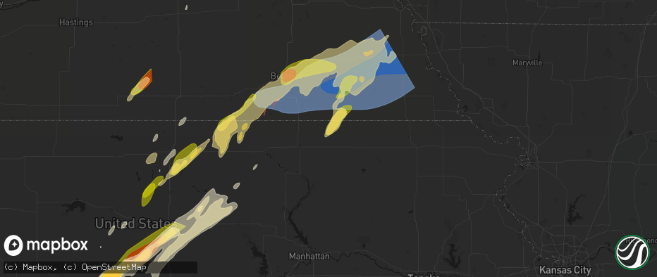 Hail map in Beattie, KS on May 18, 2026