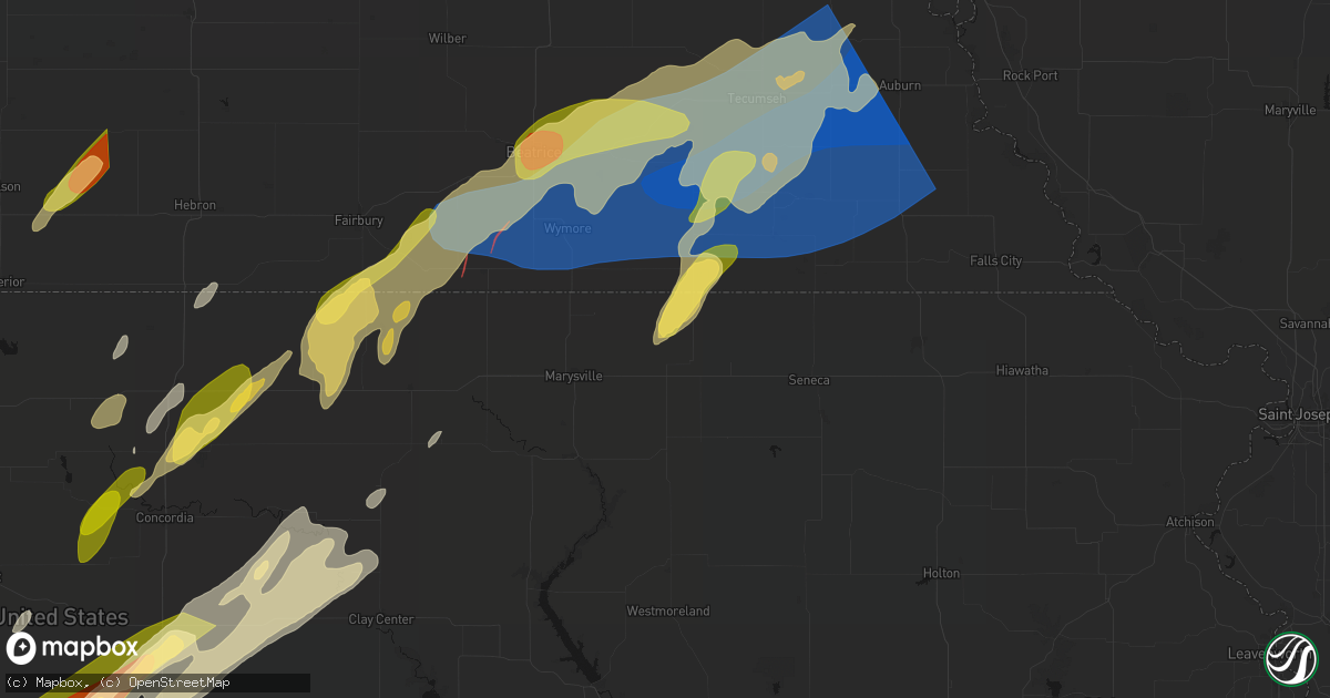 Hail map in Beattie, KS on May 18, 2026