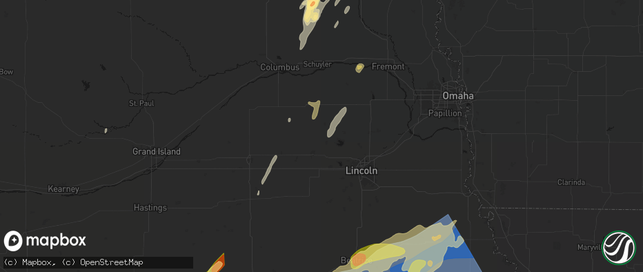 Hail map in Bee, NE on May 18, 2026