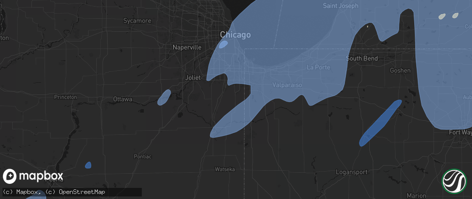 Hail map in Beecher, IL on May 18, 2026