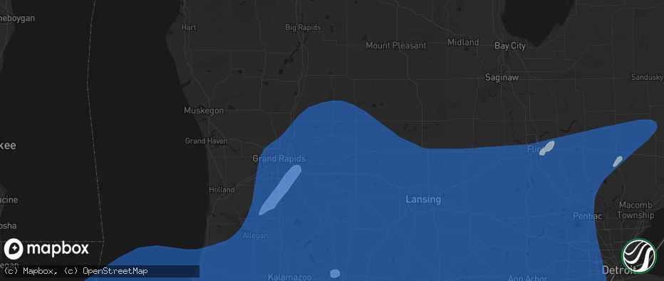 Hail map in Belding, MI on May 18, 2026