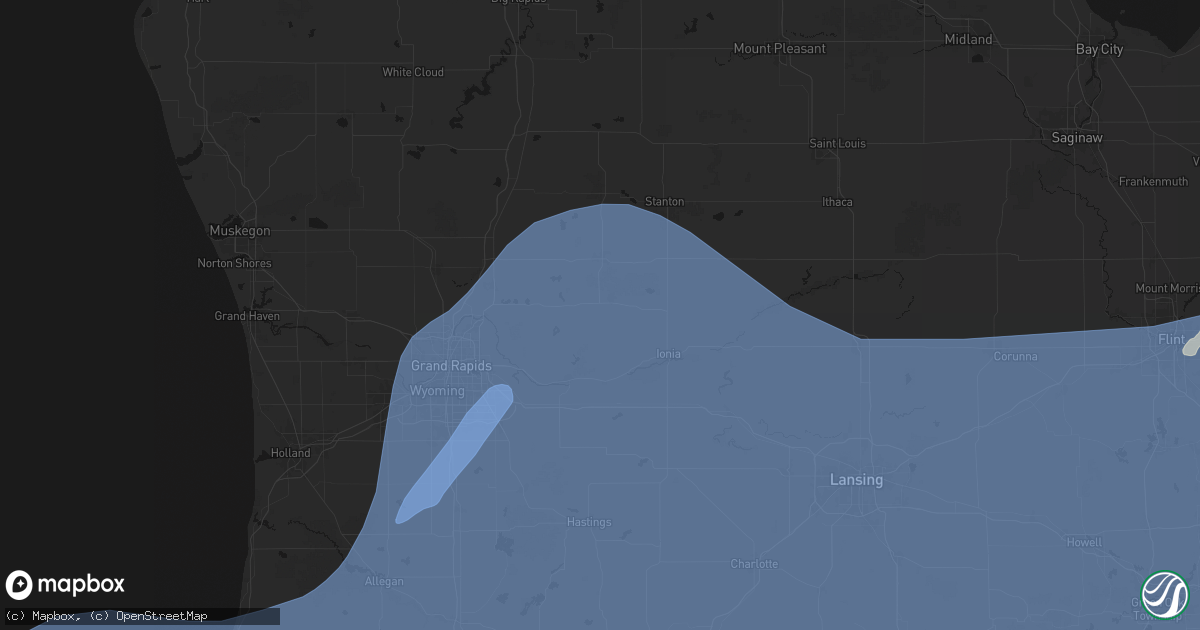Hail map in Belding, MI on May 18, 2026