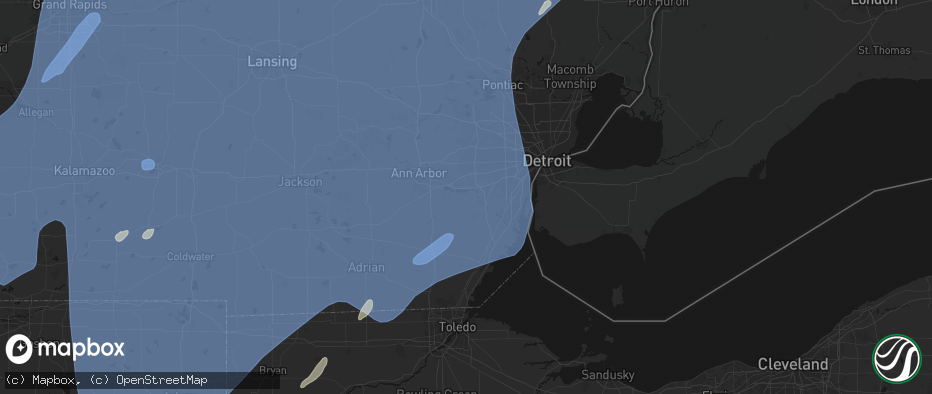 Hail map in Belleville, MI on May 18, 2026