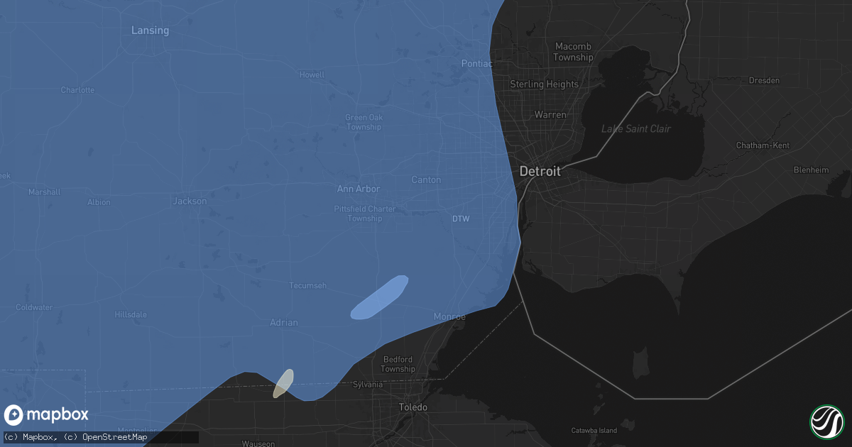 Hail map in Belleville, MI on May 18, 2026
