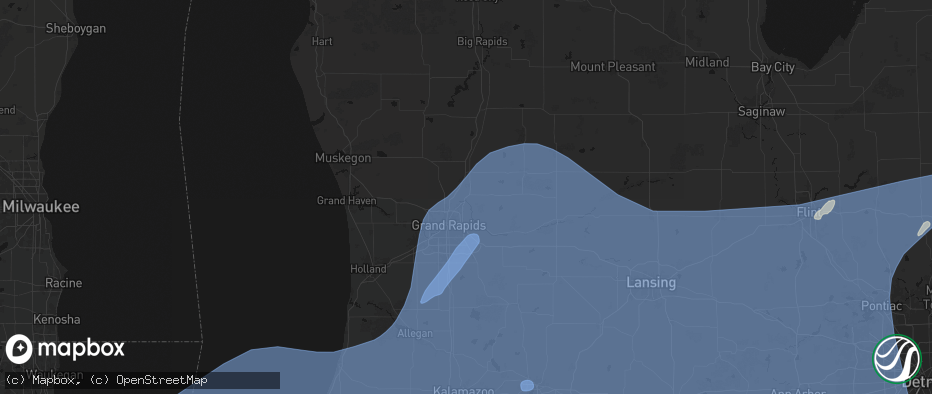 Hail map in Belmont, MI on May 18, 2026
