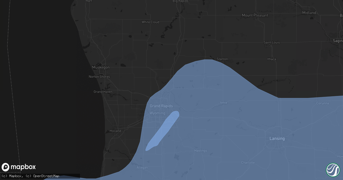Hail map in Belmont, MI on May 18, 2026