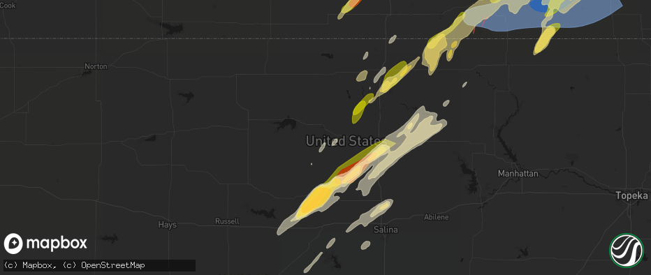 Hail map in Beloit, KS on May 18, 2026
