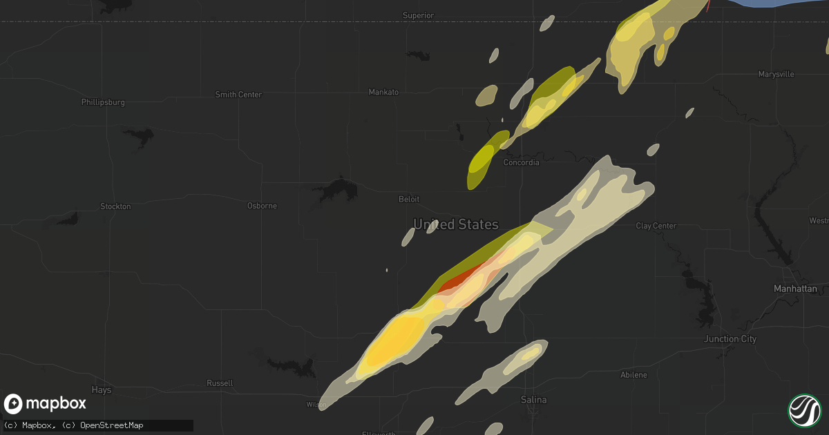 Hail map in Beloit, KS on May 18, 2026