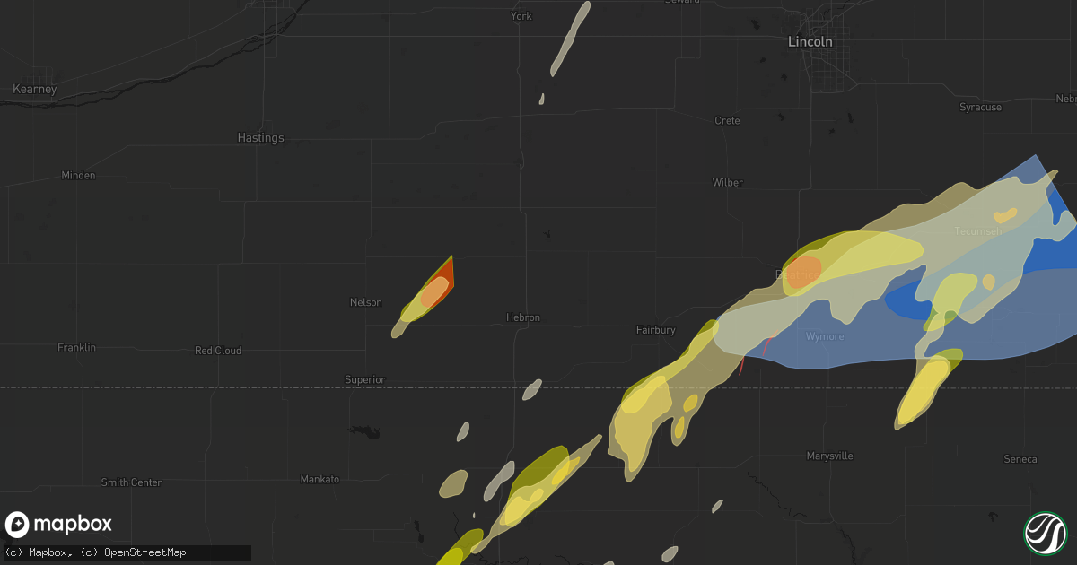 Hail map in Belvidere, NE on May 18, 2026