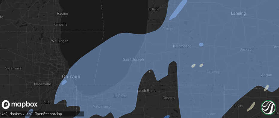Hail map in Benton Harbor, MI on May 18, 2026
