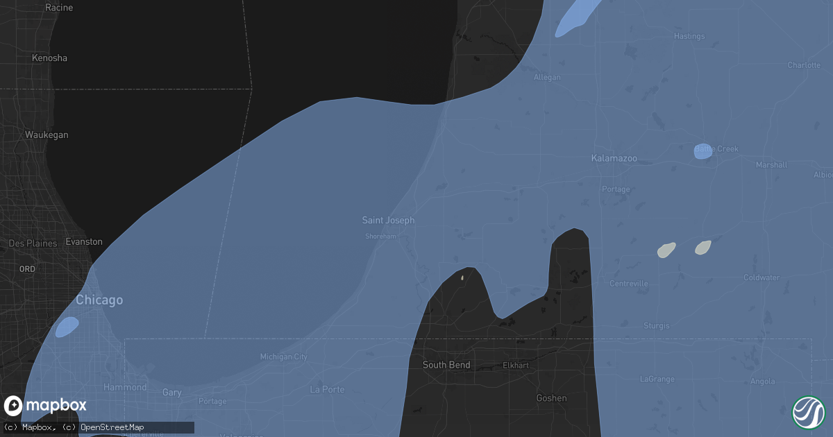 Hail map in Benton Harbor, MI on May 18, 2026