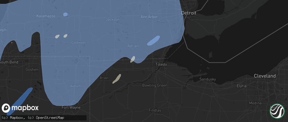 Hail map in Berkey, OH on May 18, 2026