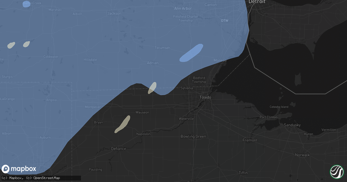 Hail map in Berkey, OH on May 18, 2026