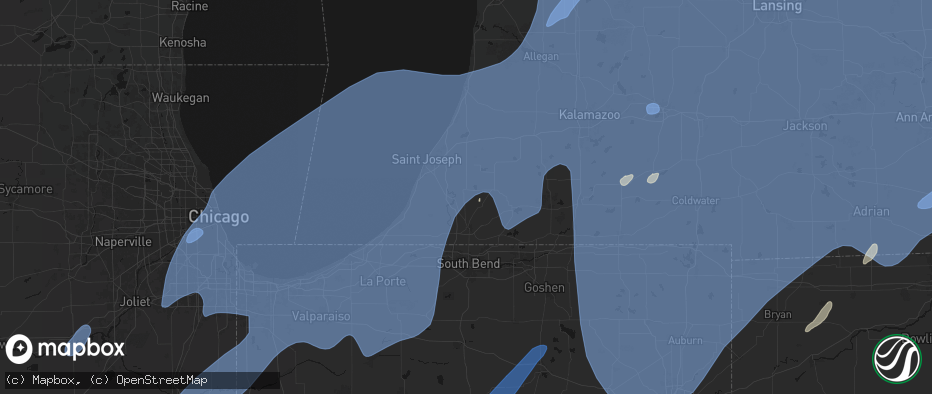 Hail map in Berrien Center, MI on May 18, 2026