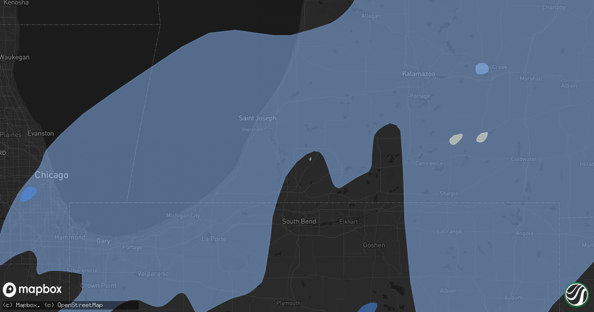 Hail map in Berrien Center, MI on May 18, 2026