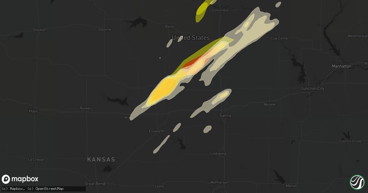 Hail map in Beverly, KS on May 18, 2026