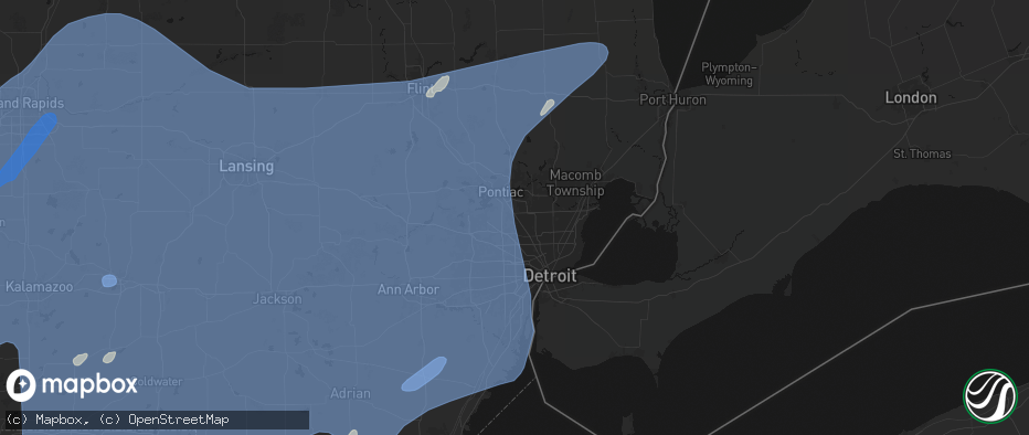 Hail map in Birmingham, MI on May 18, 2026