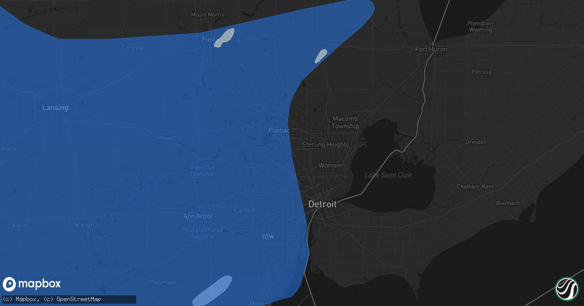 Hail map in Birmingham, MI on May 18, 2026
