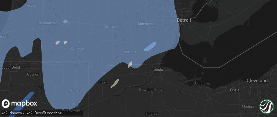 Hail map in Blissfield, MI on May 18, 2026